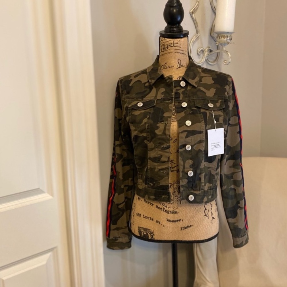 Camouflage buttoned down denim jacket. Brand new never worn. NWOT